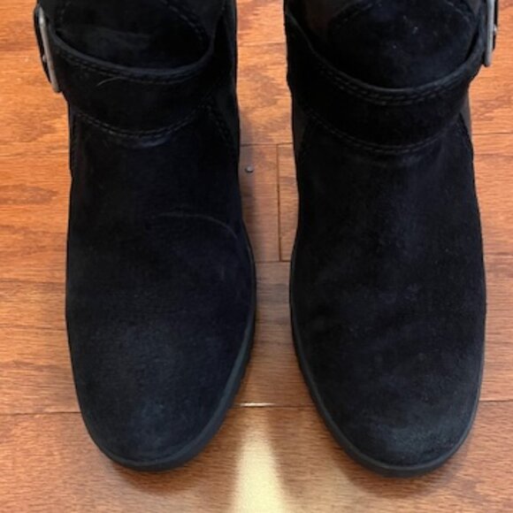 UGG Black Suede Mid-Calf Wedge Boots - Picture 3 of 16